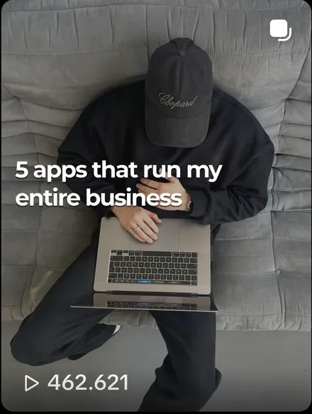 Post using the "5 apps that run my entire business" format, 462,621 views